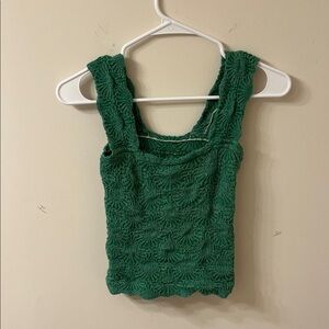 Free People Green Textured Tank Top